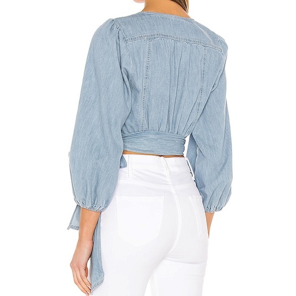 NWT Free People Sophie Denim Wrap Crop Top - Picture 5 of 6